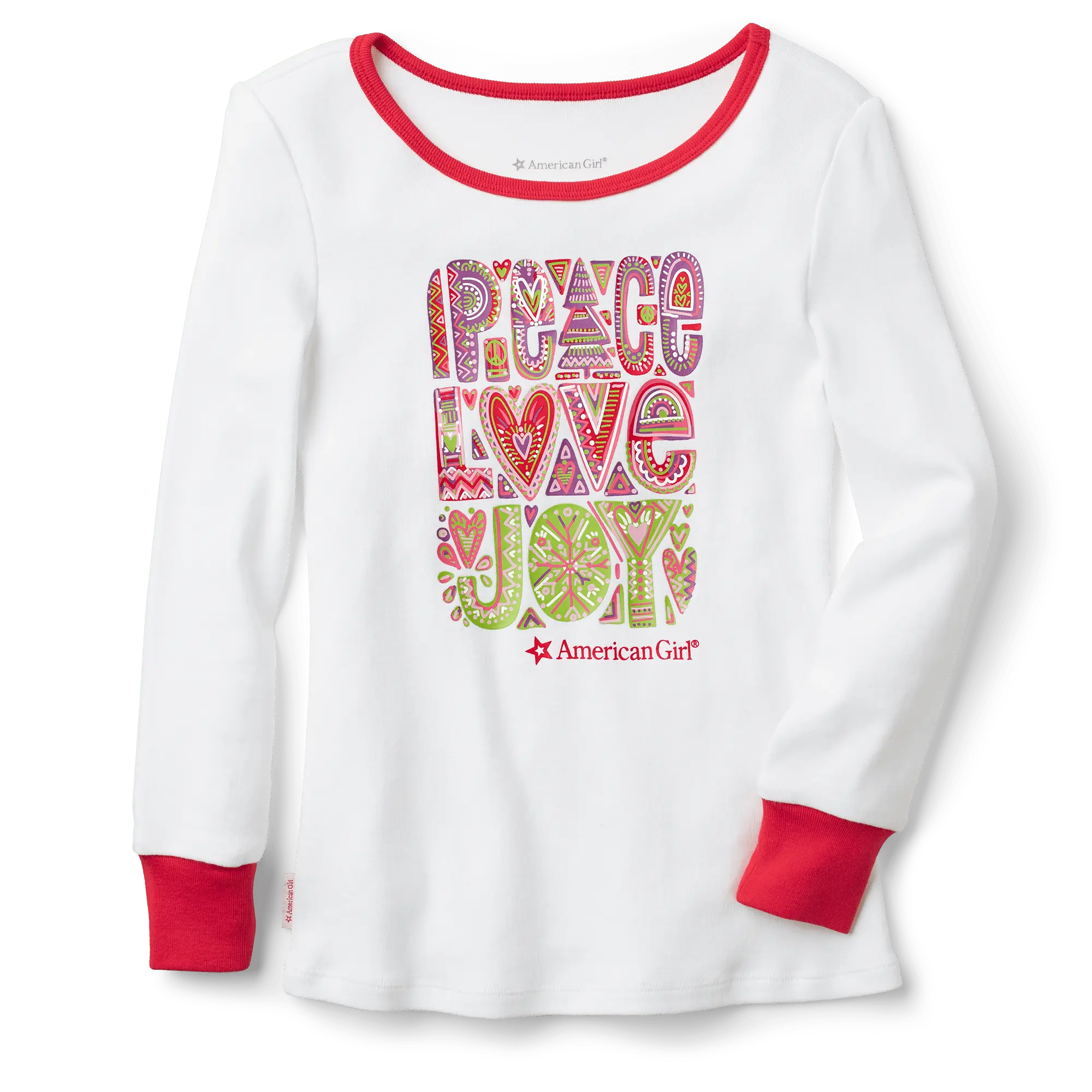 Peace, Love & Joy Pj Top For Girls - Image 3