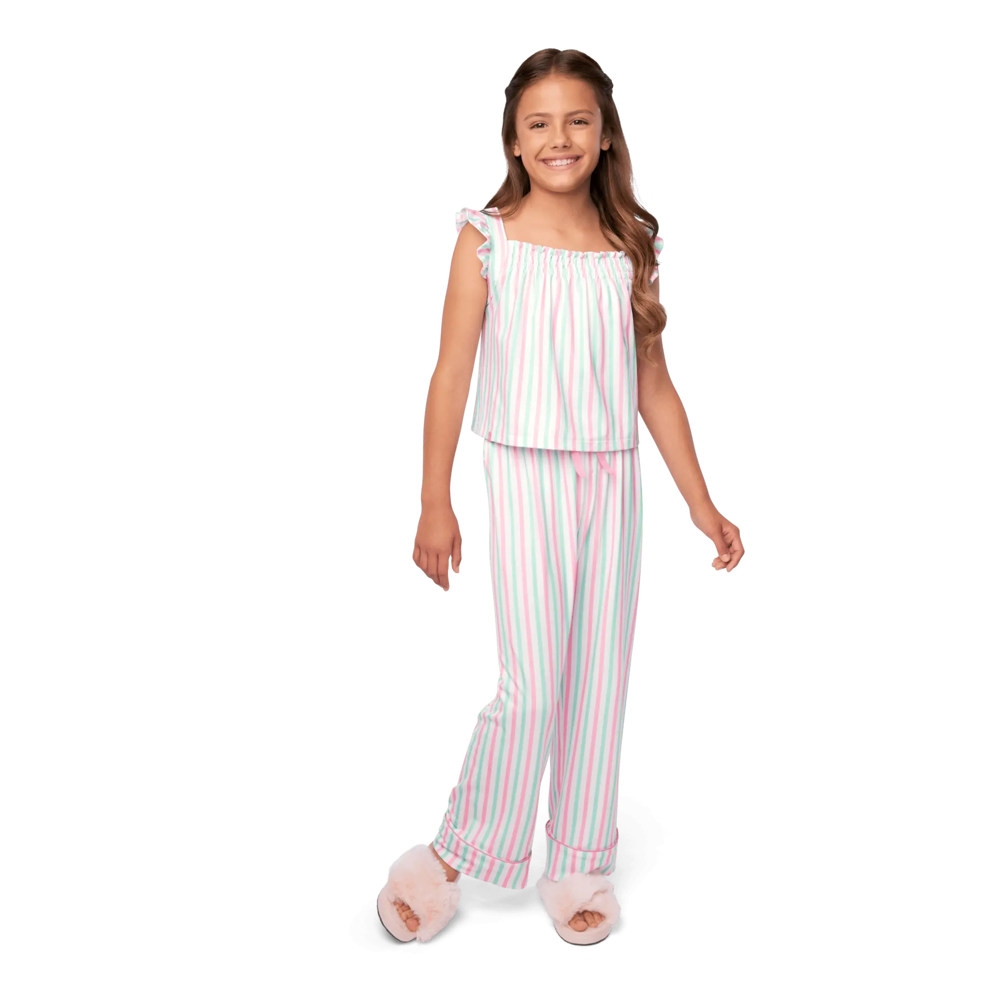 Raquel's Coastal Stripes Pajamas For Girls & 18-Inch Dolls - Image 3