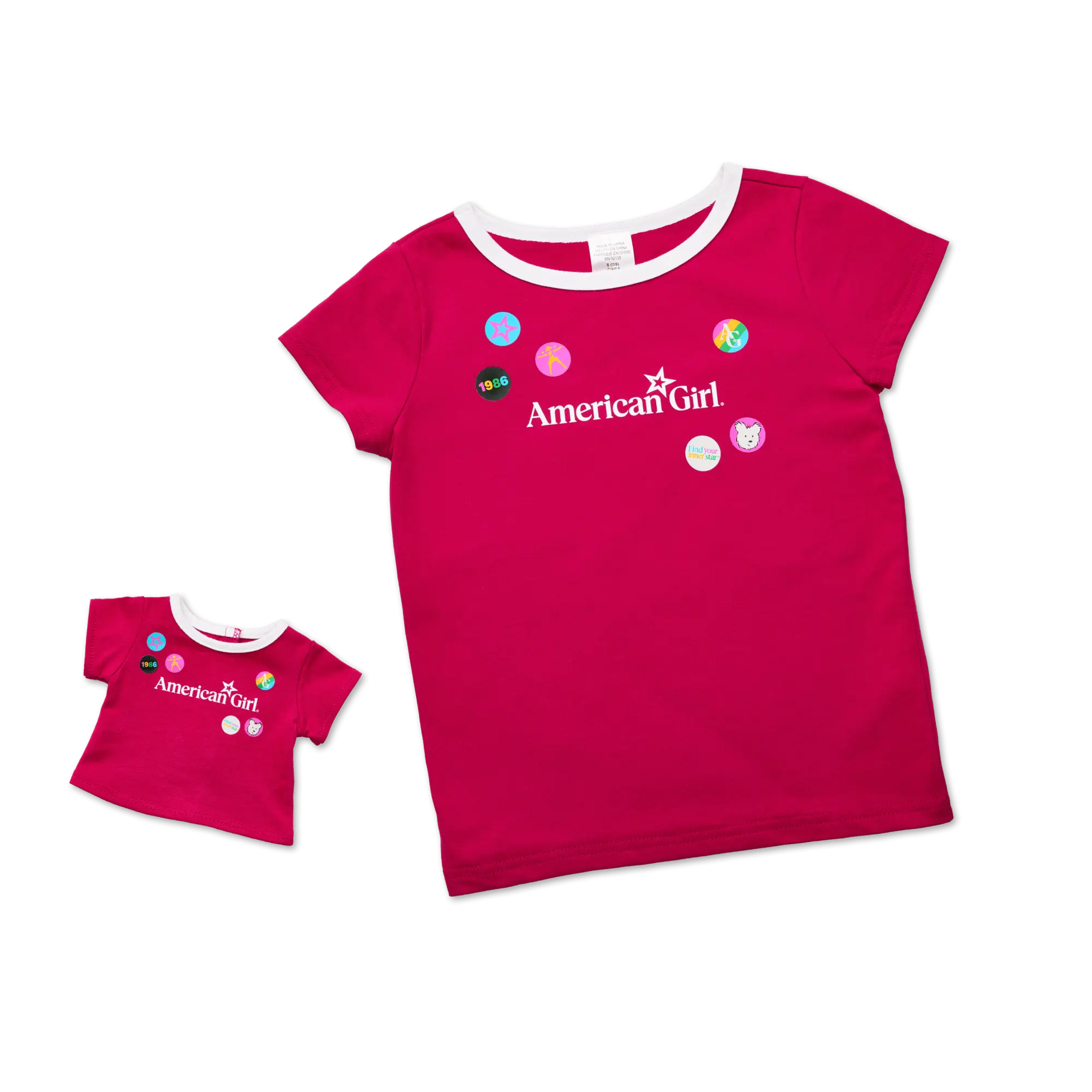 Matching Ag Grin Pins Ringer Tee Set For Girls & 18-Inch Dolls - Image 2