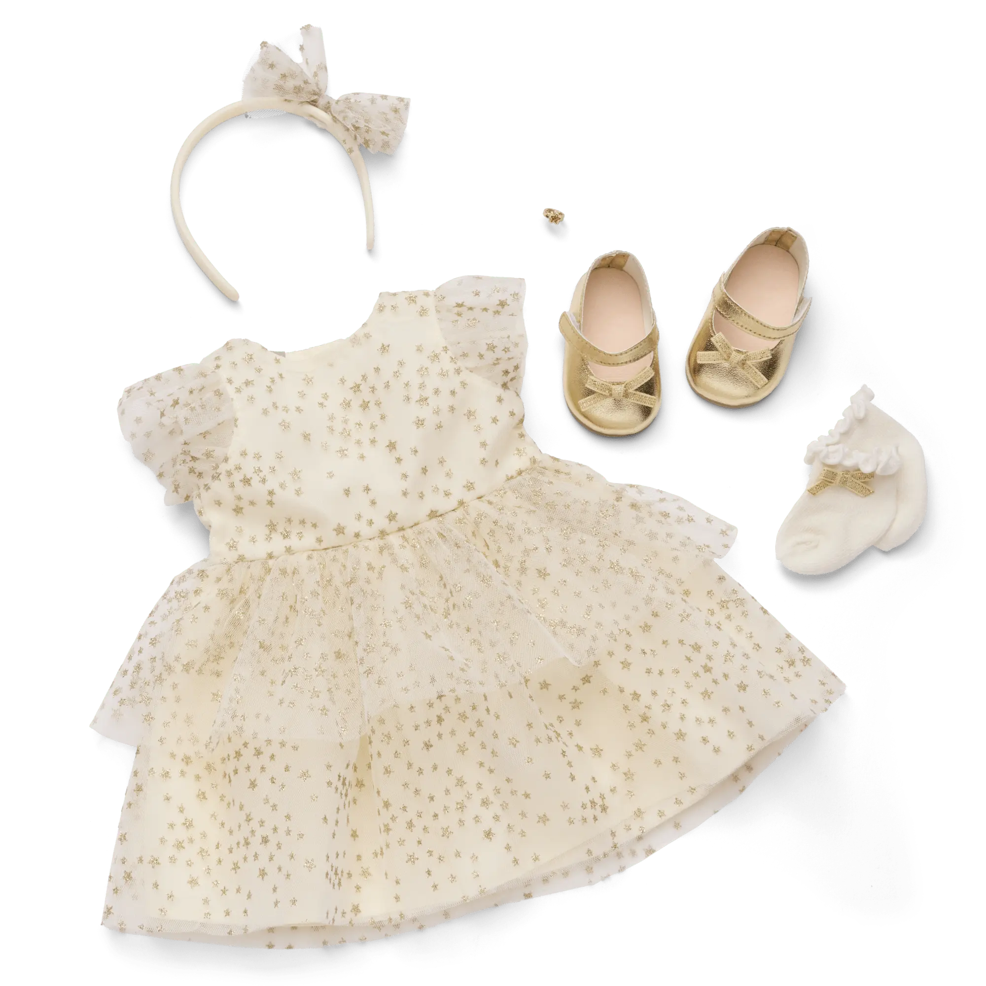 American Girl X Janie And Jack Sparkly Cream Celebration Dress For 18-Inch Dolls