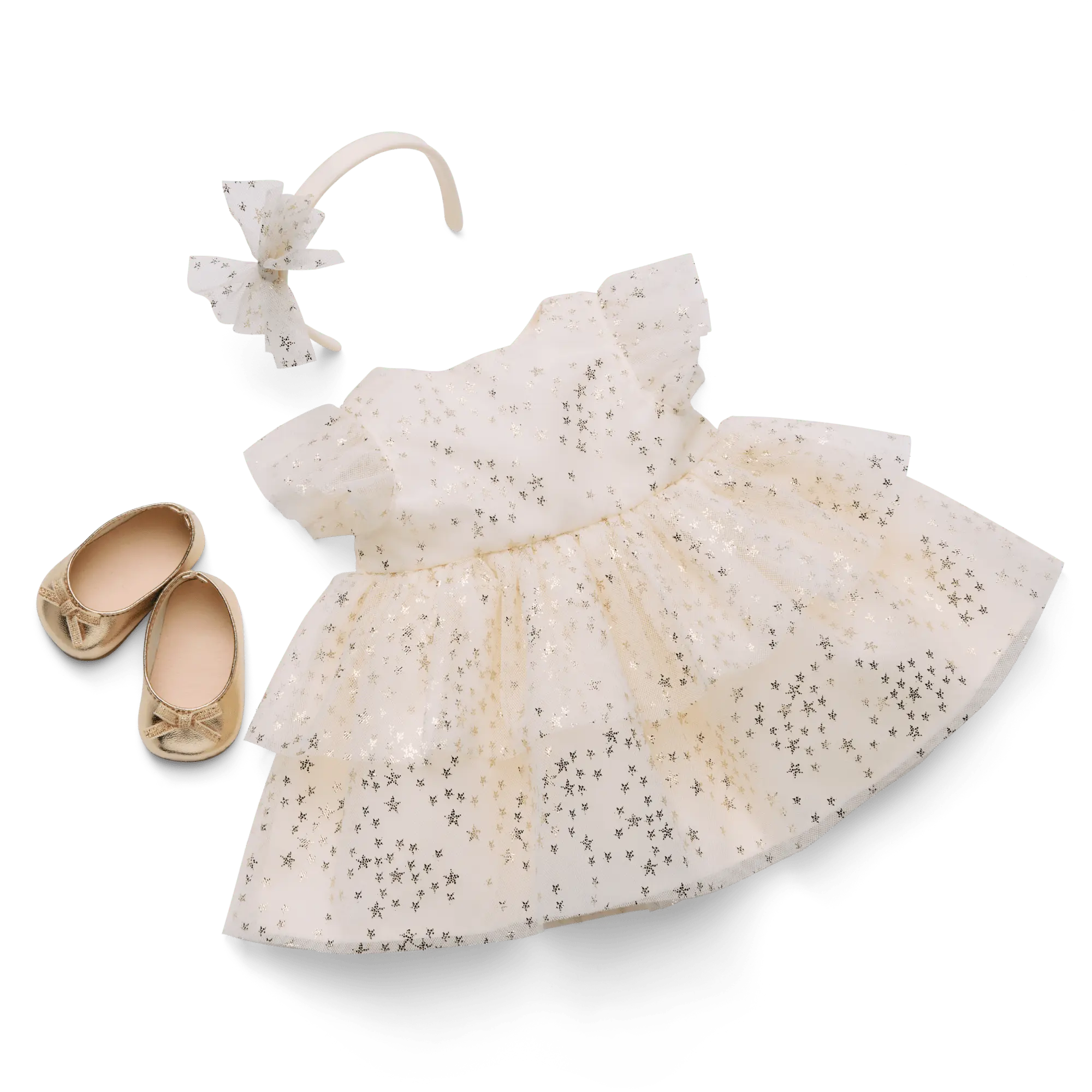 American Girl X Janie And Jack Sparkly Cream Celebration Dress For Bitty Baby Dolls